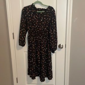 Black flowered dress long sleeve size medium